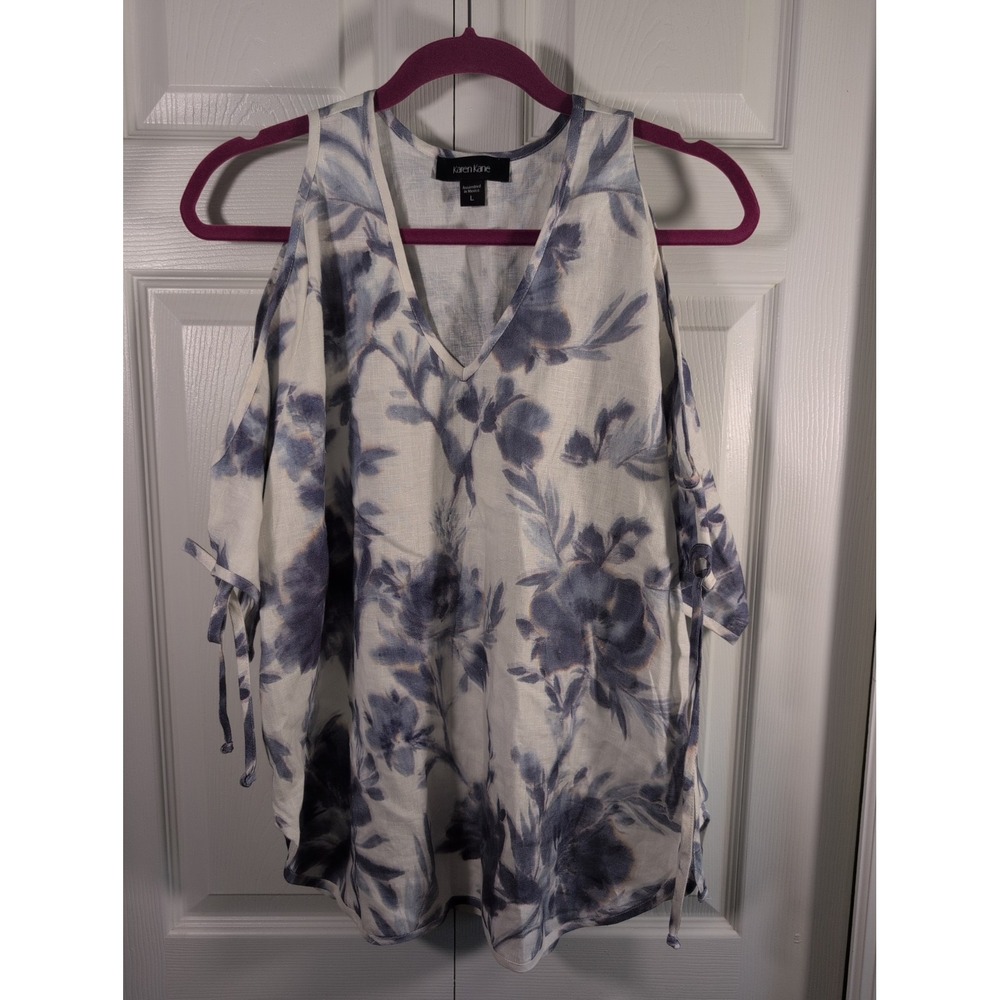 Karen Kane Cold Shoulder Floral Flower women's top Large